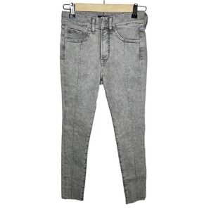 Express Gray High Rise Waist Frayed Hem Cropped Ankle Denim Jeans Size 00 Short